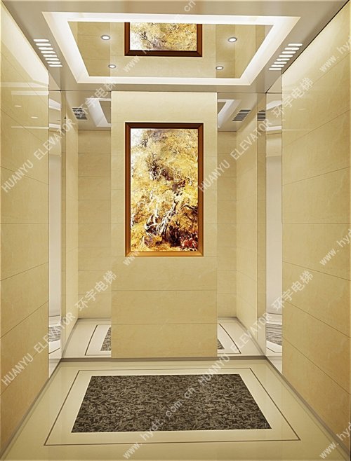 米黃石材+裝飾畫+鏡面不銹鋼